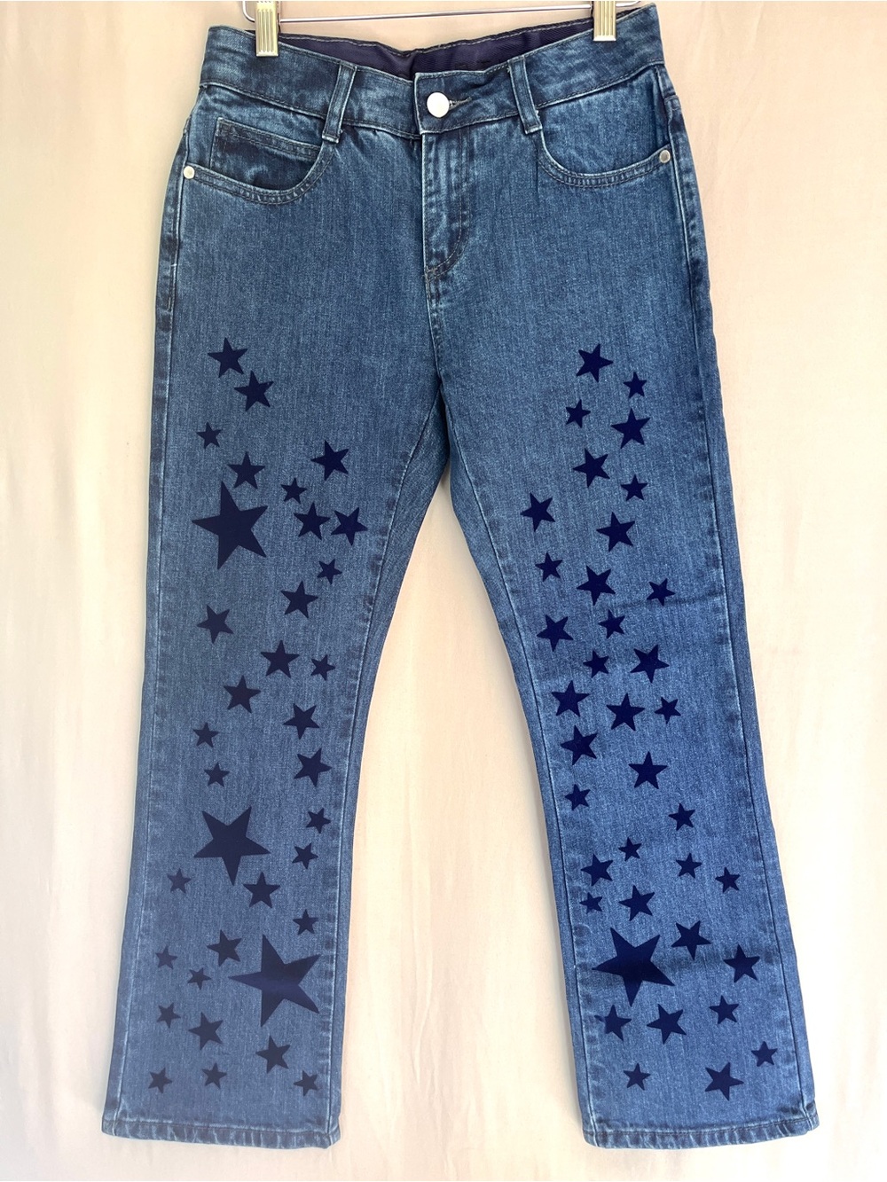 Stella McCartney Flocked Star Jeans Organic Cotton Straight Leg Size 6